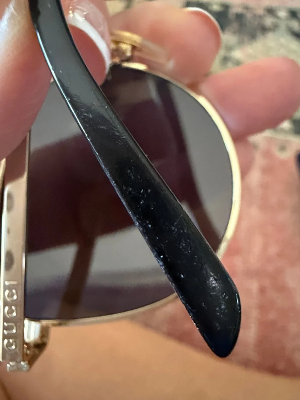 Gucci Gold Frame Sunglasses with Black Lenses - Picture 5 of 5